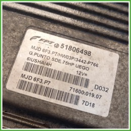Centralina Motore Iniezione ECU Magneti Marelli 7160001907 Fiat Grande Punto 1.3 Multijet 16v. 51825024 Gasolio 2009-2013