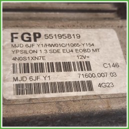 Centralina Iniezione ECU Magneti Marelli MJD6JF.Y1 Lancia Ypsilon 1 Serie 1.3 JTD Multijet 16v 55195819 Gasolio 2003-2006