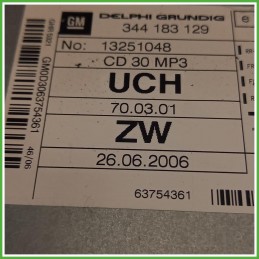 Autoradio Opel Zafira B 1.6 CNG 16v. 13251046 2005-2008 Delphi 344183129
