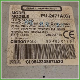 Autoradio Peugeot 206 1.1 6564HR 1998-2009 Clarion RD3-01