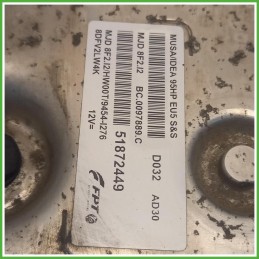 Centralina Motore Iniezione ECU Magneti Marelli MJD8F2.I2 Lancia Musa 2 Serie 1.3 JTD Multijet 16v. 51871699 Gasolio 2009-2011