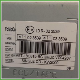 Autoradio Ford Focus 3 Serie SW 1.6 TDCi 16v. 1593653 2008-2011 Fomoco 7M5T-18C815-BC