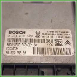Centralina Motore Iniezione ECU Bosch 0281012529 Citroen C3 1 Serie 1.4 HDi 1943T3 Gasolio 2005-2009