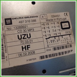 Autoradio Opel Corsa D 1.2 GPL 16v. 13257032 2009-2010 Delphi 497316088