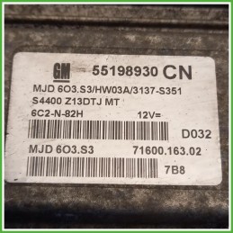 Centralina Motore Iniezione ECU Magneti Marelli MJD6O3.S3 Opel Corsa D 1.3 CDTi 16v. 55568385 Gasolio 2006-2010