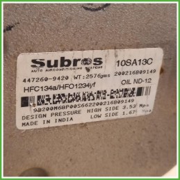 Compressore Clima AC Aria Condizionata Subres 10SA13C Suzuki Baleno 2 Serie 95200M68P00000 2016-2020
