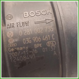 Debimetro Misuratore Massa Aria Bosch 0281002735 Audi A4 8K2 2.0 TDI 16v. 03G906461C Gasolio 2007-2012