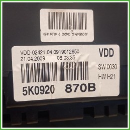 Quadro Strumenti Vdo VDD-02421.04 Volkswagen Golf 6 Serie 5K0920870B 2008-2012