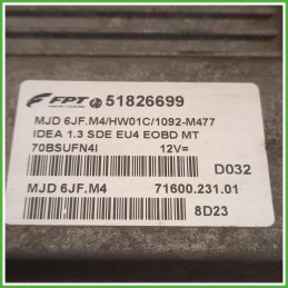 Centralina Motore Iniezione ECU Magneti Marelli MJD6JF.M4 Lancia Musa 2 Serie 1.3 MJTD Oro Plus 16v. 51826699 Gasolio 2007-2011