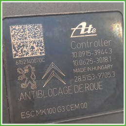 Centralina ABS Modulo Pompa Ate 10.0915-3944.3 4541RG Citroen C3 2 Serie 2013-2016 Originale Usato