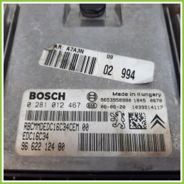 Centralina Motore Iniezione ECU BOSCH 0281012467 PEUGEOT 207 1.6 16V HDI 0662212480 Diesel 2006 2009