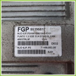 Centralina Motore Iniezione ECU MAGNETI MARELLI MJD6JF.P3 FIAT GRANDE PUNTO 2Y 1.3 MJT 55195817 Diesel 2005 2008