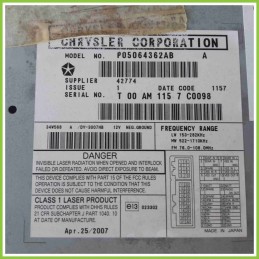 Autoradio Stereo CHRYSLER P05064362AB DODGE CALIBER DY-3007HB