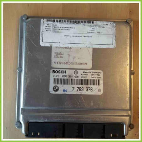 Centralina Motore Iniezione ECU BOSCH 0281010314 BMW X5 E53 3.0 135kw 7789376 2000 2007