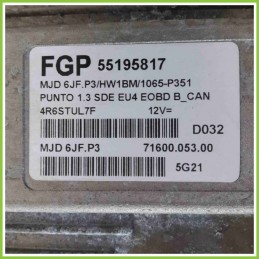 Centralina Motore Iniezione ECU MAGNETI MARELLI MJD6JF.P3 FIAT PUNTO 2U 55195817 188A9000