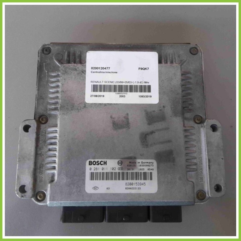 Centralina Motore Iniezione ECU BOSCH 0281011102 RENAULT SCENIC 8200153945 F9QK7