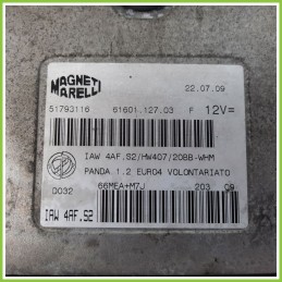 Centralina Motore Iniezione ECU MAGNETI MARELLI IAW4AF.S2 FIAT PANDA 3U 1.2 NATURAL POWER 51793116 Benzina-Metano 2009 2011