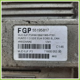 Centralina Motore Iniezione ECU MAGNETI MARELLI MJD6JF.P3 FIAT GRANDE PUNTO 2Y 1.3 MJT 55195817 Diesel 2005 2008