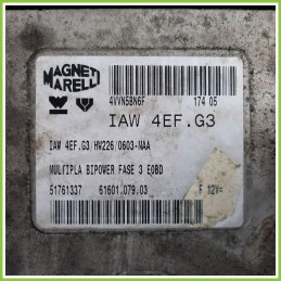 Centralina Motore Iniezione ECU MAGNETI MARELLI IAW4EF.G3 FIAT MULTIPLA 1F 1.6 16V N.P. ACTIVE 51761337 Benzina-Metano 2004 2012