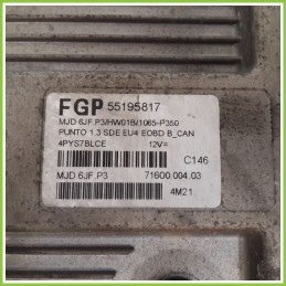 Centralina Motore Iniezione ECU MAGNETI MARELLI MJD6JF.P3 FIAT PUNTO 2U 1.3 MJT 16V 55195817 Diesel 2003 2007