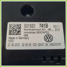 Quadro strumenti contachilometri tachimetro VDO A2C53427456AR VOLKSWAGEN GOLF 1.6 5G1920741B
