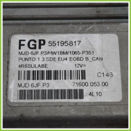 Centralina Motore Iniezione ECU MAGNETI MARELLI MJD6JF.P3 FIAT PUNTO 2U 1.3 16V MJT 55195817 2003 2007