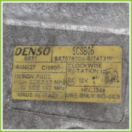 Compressore Clima AC Aria Condizionata DENSO SCSB06 LANCIA MUSA TG 51747318