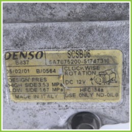 Compressore Clima AC Aria Condizionata DENSO SCSB06 FIAT PANDA 2Q 51747318