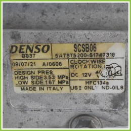 Compressore Clima AC Aria Condizionata DENSO SCSB06 FIAT PUNTO CLASSIC 2U 51747318