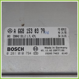 Centralina Motore Iniezione ECU BOSCH 0281010794 MERCEDES-BENZ Classe A W168 CDI A6681530379 2001 2004