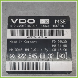Centralina Motore Iniezione ECU VDO 412.229/018/007 MERCEDES-BENZ Classe E W/S210 0225458832 1995 2002