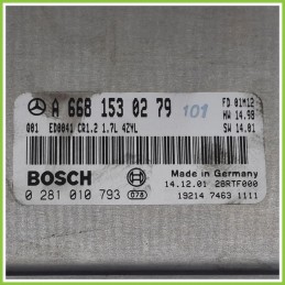 Centralina Motore Iniezione ECU BOSCH 0281010793 MERCEDES-BENZ Classe A W168 CDI A6681530279 2001 2004