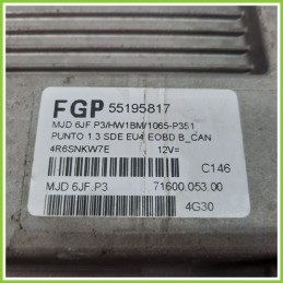 Centralina Motore Iniezione ECU MAGNETI MARELLI MDJ6JF.P3 FIAT PUNTO 2U 1.3 16V MJT 55195617 2003 2007