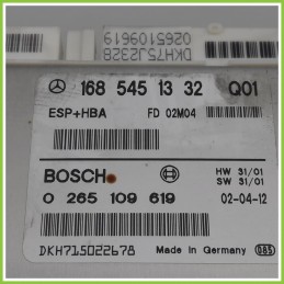 Centralina Controllo Elettronico Stabilita ESP+HBA BOSCH 0265109619 MERCEDES-BENZ Classe A W168 CDI 1685451332 2001 2004
