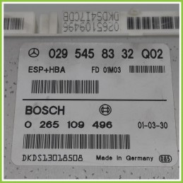 Centralina Controllo Elettronico Stabilita ESP+HBA BOSCH 0265109496 MERCEDES-BENZ Classe A W168 0295458332 2001 2004