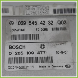 Centralina Controllo Elettronico Stabilita ESP+BAS BOSCH 0265109477 MERCEDES-BENZ Classe A W168 0295454232 2001 2004