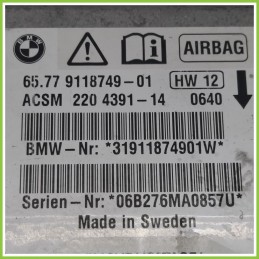 Centralina Airbag BMW 31911874901W BMW Serie 5 E60/E61 65.77-9118749-01 2003 2007