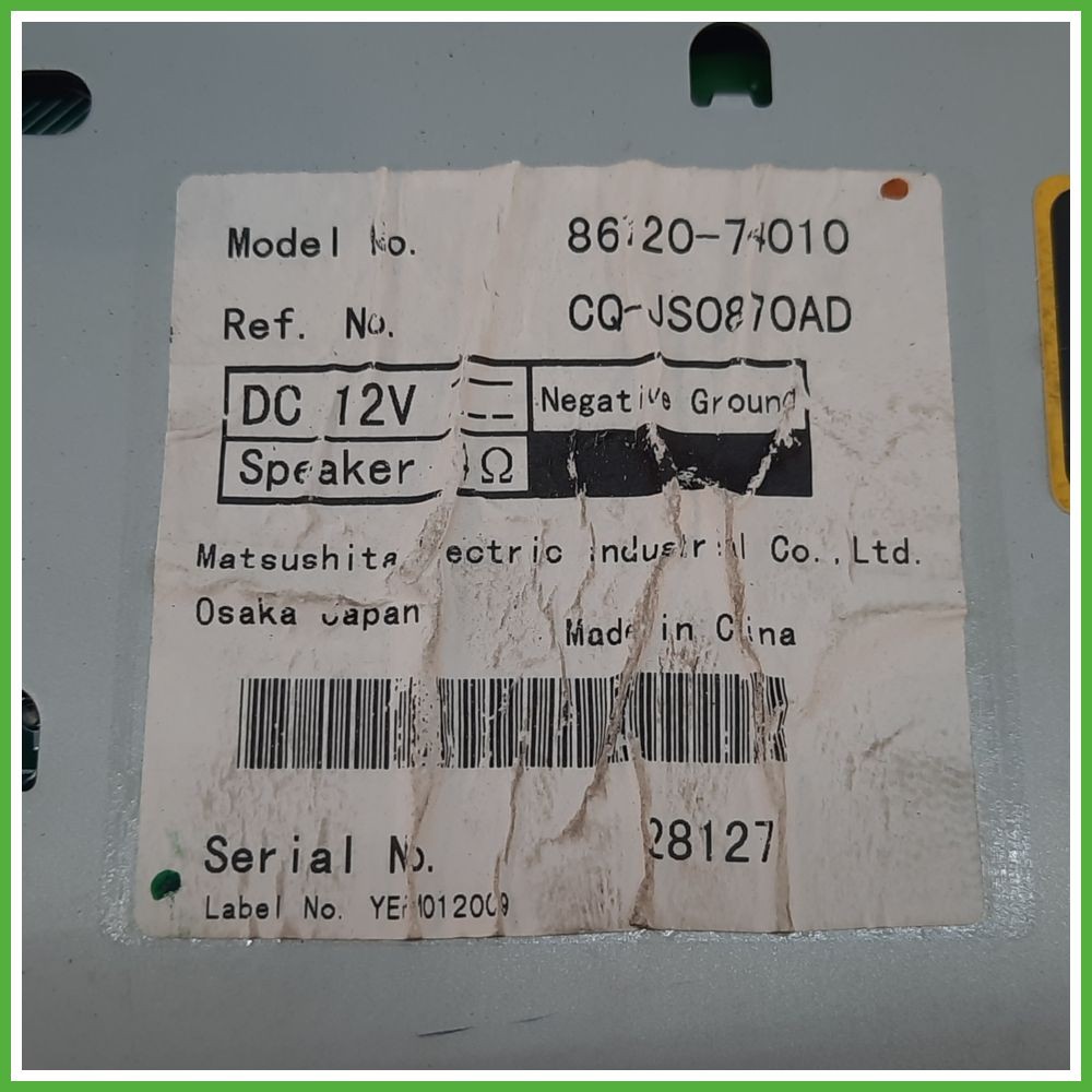 Autoradio TOYOTA iQ 1.0, autoradio, autoradio TOYOTA CQ-JS070AD 8612074010 Original utilisé