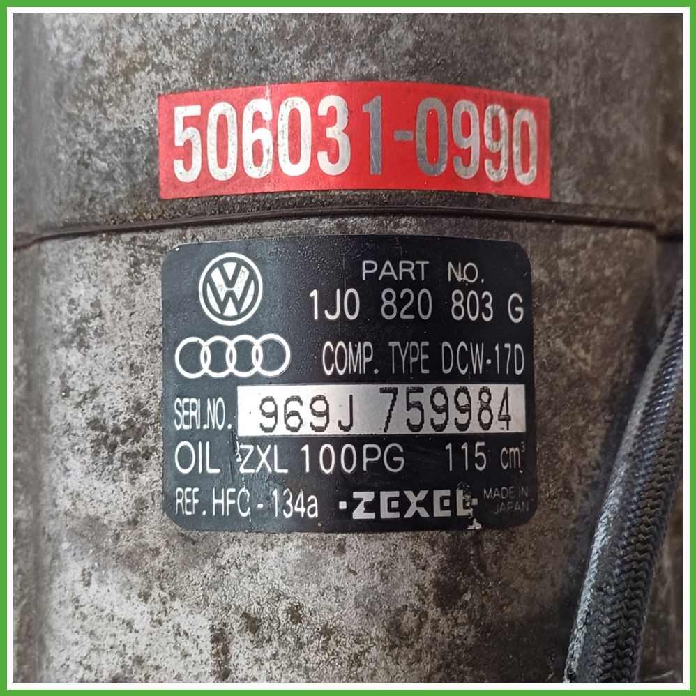 VOLKSWAGEN GOLF 1J 1997 2006 1,6 Kompressor Klima AC Klimaanlage ZEXEL 506031-0990 1J0820805 Original Gebraucht