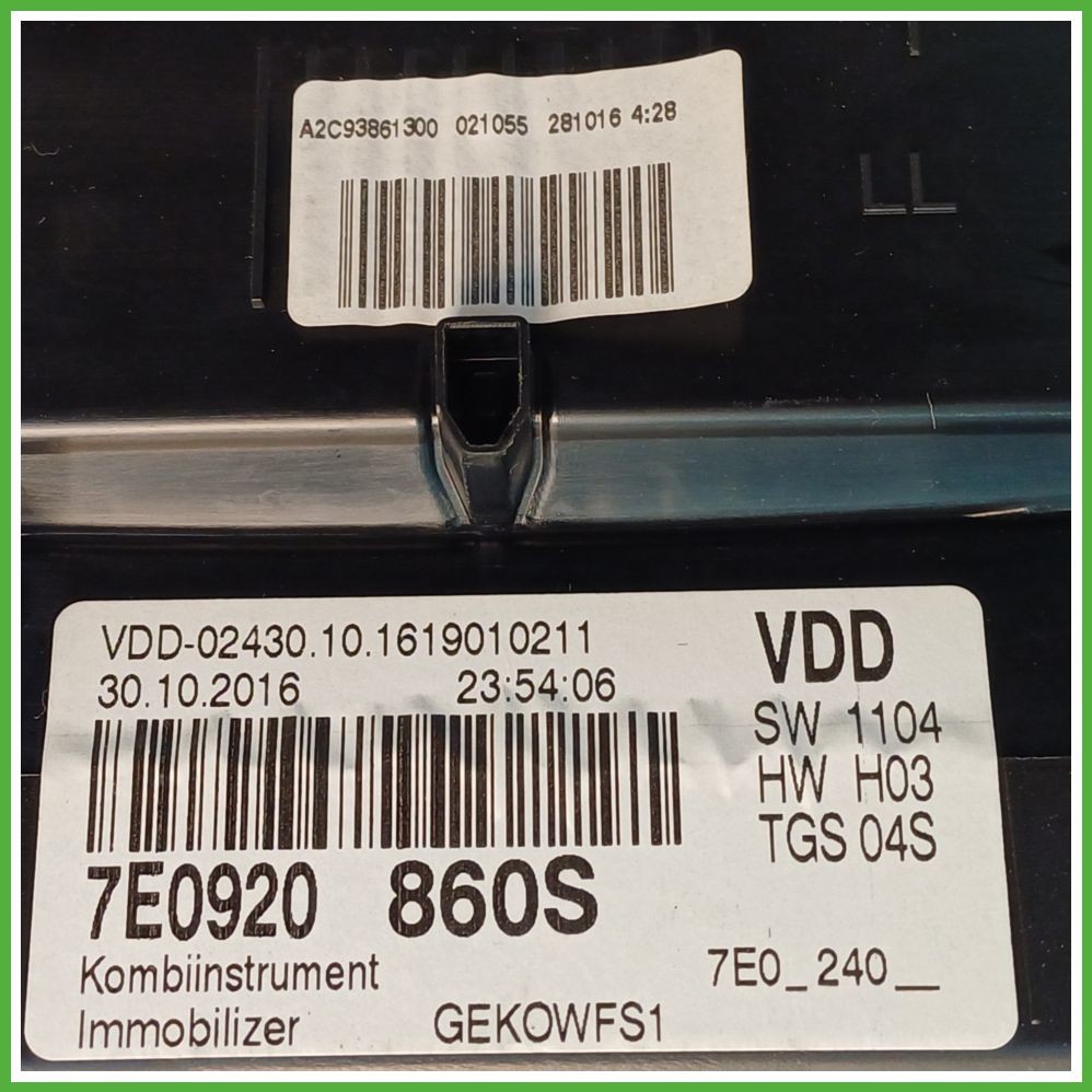 Instrumententafel Kilometerzähler Tachometer Instrumentierung Instrumententafel Gebraucht VDO A293861300 VOLKSWAGEN TRANSPORTER VAN VOLKSWAGEN 